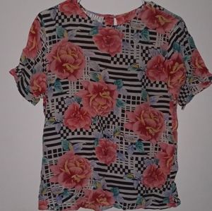 Petite Sophisticate Floral Print Blouse Top Size: M